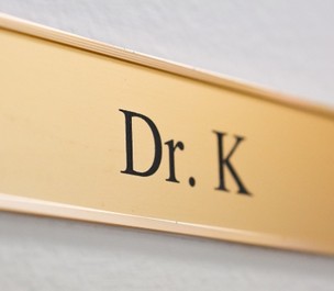 Dr. K nametag